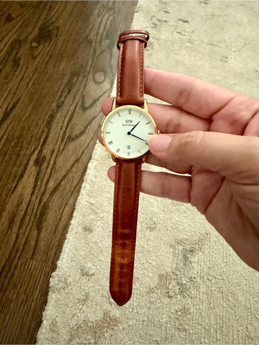Daniel Wellington women’s brown leather watch with date
